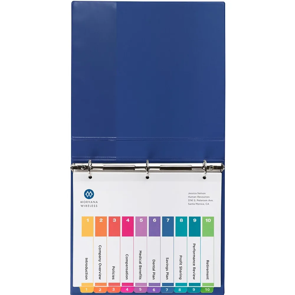 Dividers|Avery Ready Index Table of Contents EcoFriendly Paper Dividers, 1-8 Tabs, Multicolor, 3 Sets/Pack (11081)