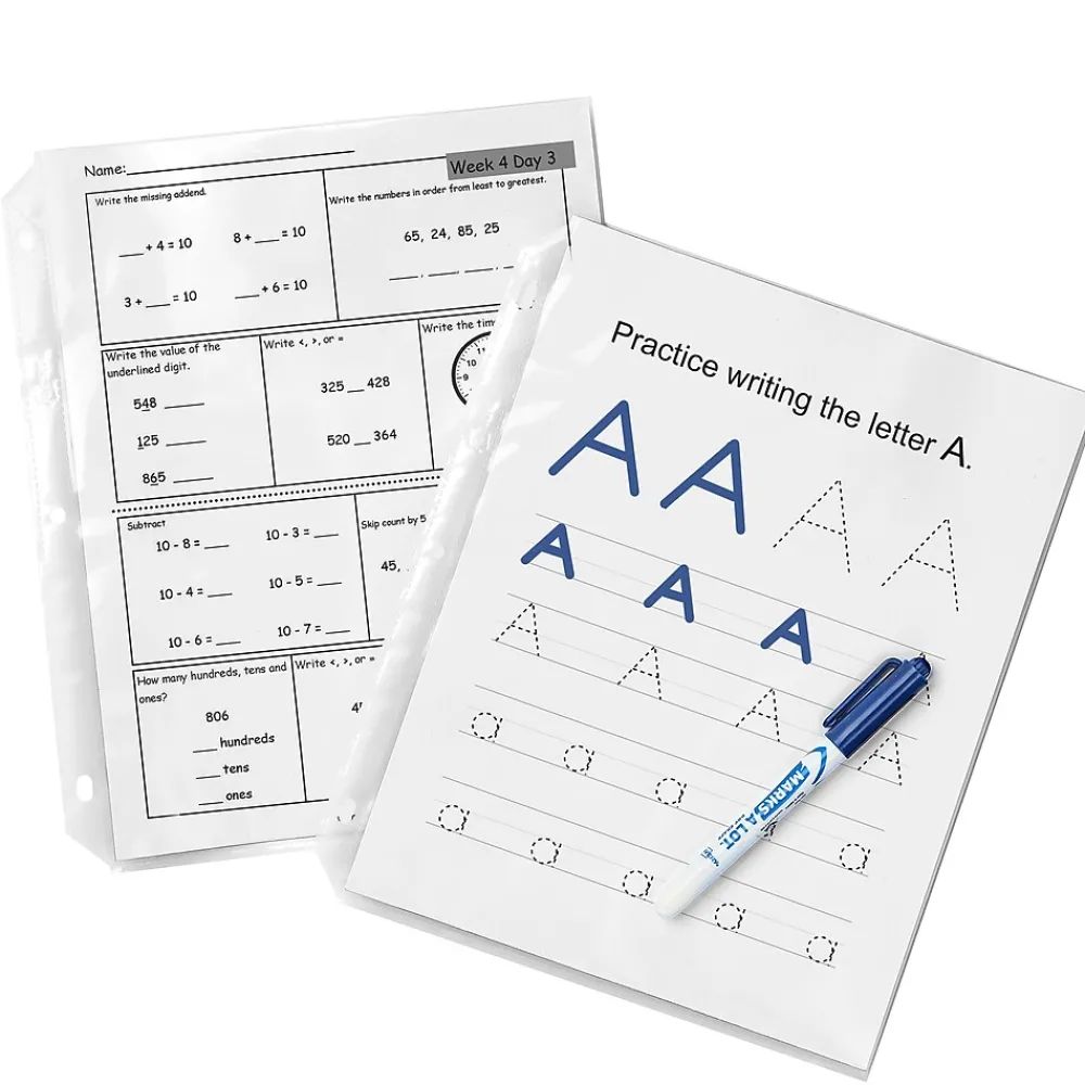 Sheet Protectors|Avery Recycled Economy Lightweight Sheet Protectors, 8-1/2" x 11", Clear, 100/Box (75539)