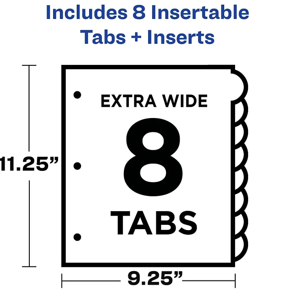 Dividers|Avery Style Edge Insertable Plastic Dividers with Pocket, 8 Tabs, Multicolor (11293)