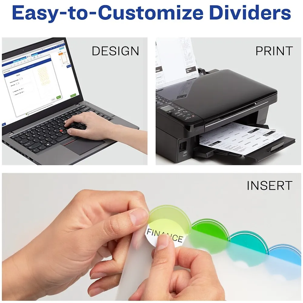 Dividers|Avery Style Edge Insertable Plastic Dividers with Pocket, 8 Tabs, Multicolor (11293)