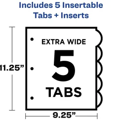 Dividers|Avery Style Edge Insertable Plastic Dividers with Pocket, 5 Tabs, Multicolor (11292)