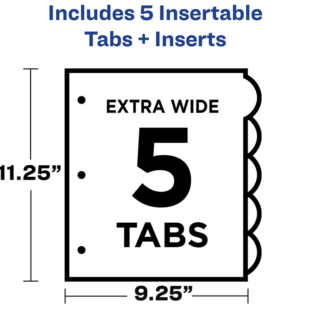 Dividers|Avery Style Edge Insertable Plastic Dividers with Pocket, 5 Tabs, Multicolor (11292)