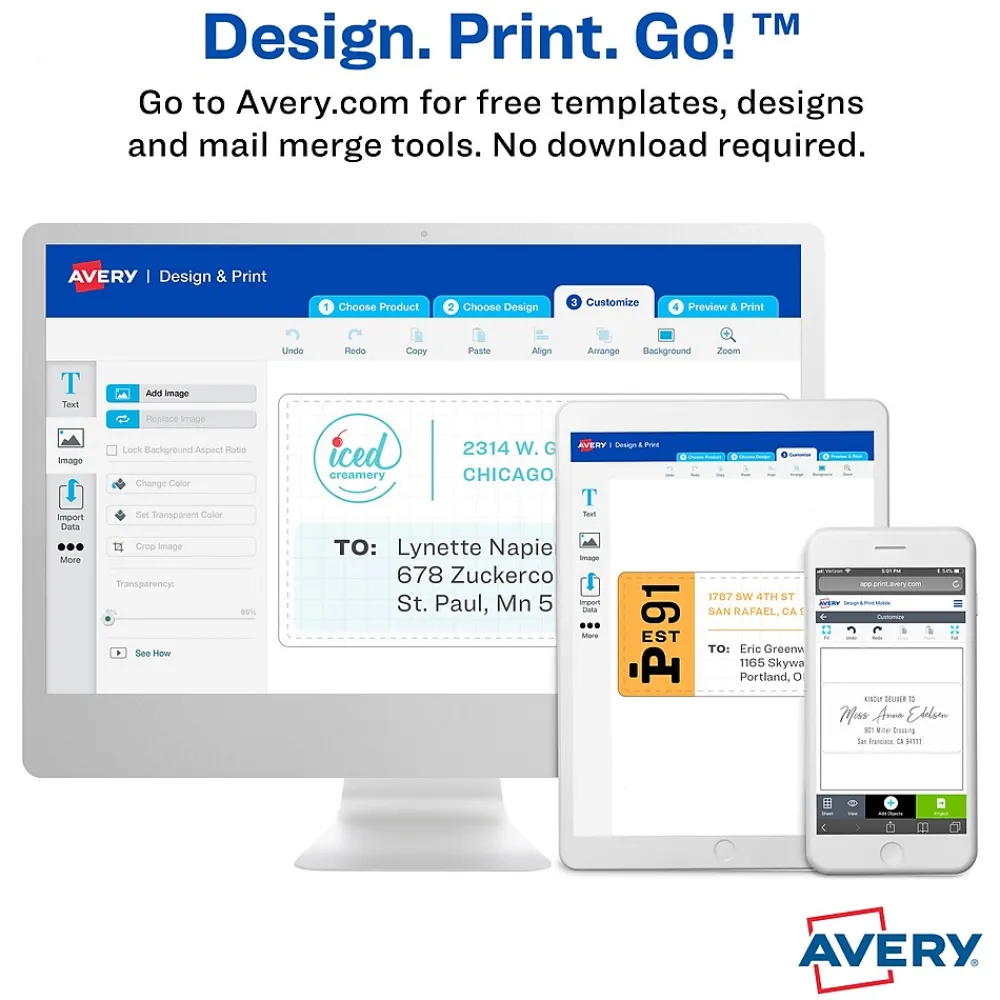 Labels|Avery Sure Feed Laser Shipping Labels, 2"x 4", Assorted Neon, 500 Labels/Box (5956)