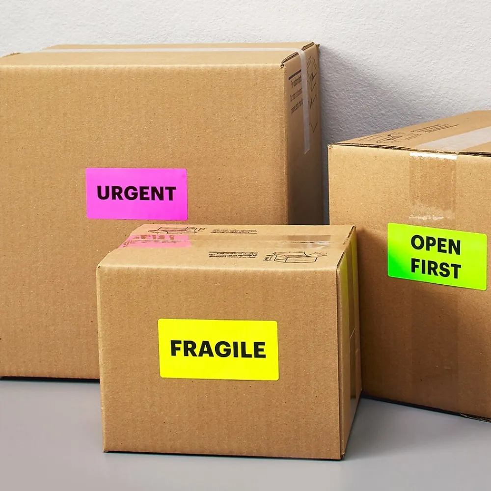 Labels|Avery Sure Feed Laser Shipping Labels, 2"x 4", Assorted Neon, 500 Labels/Box (5956)