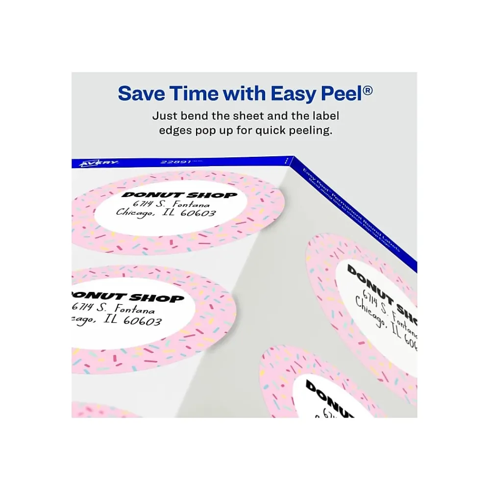 Labels|Avery Sure Feed Laser/Inkjet Round Labels, 3" Dia, Glossy White, 60 Labels/Pack (22891)