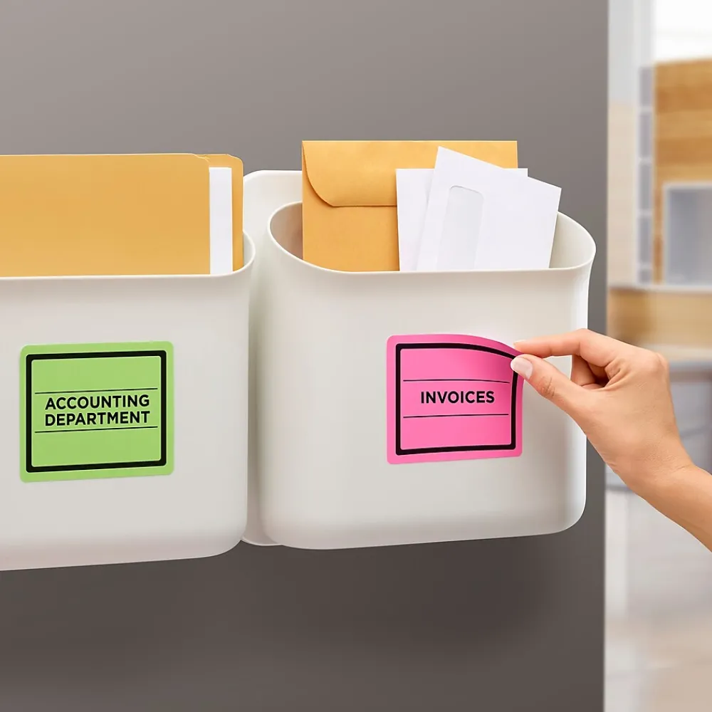 Labels|Avery Sure Feed Laser/Inkjet ID Labels, 3-1/3" x 4", Assorted Neon, 72 Labels/Pack (6482)
