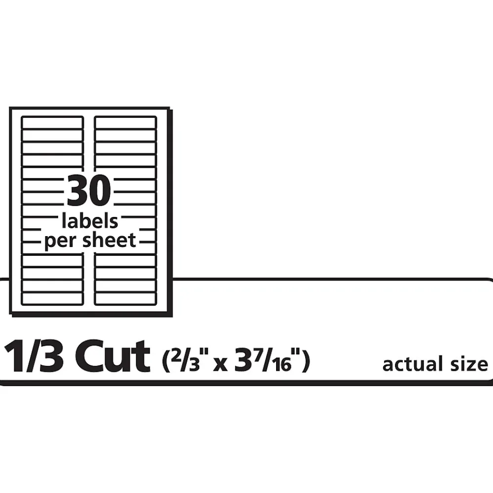 Labels|Avery Sure Feed Laser/Inkjet File Folder Labels, 2/3" x 3-7/16", White, 750 Labels/Pack (8066)