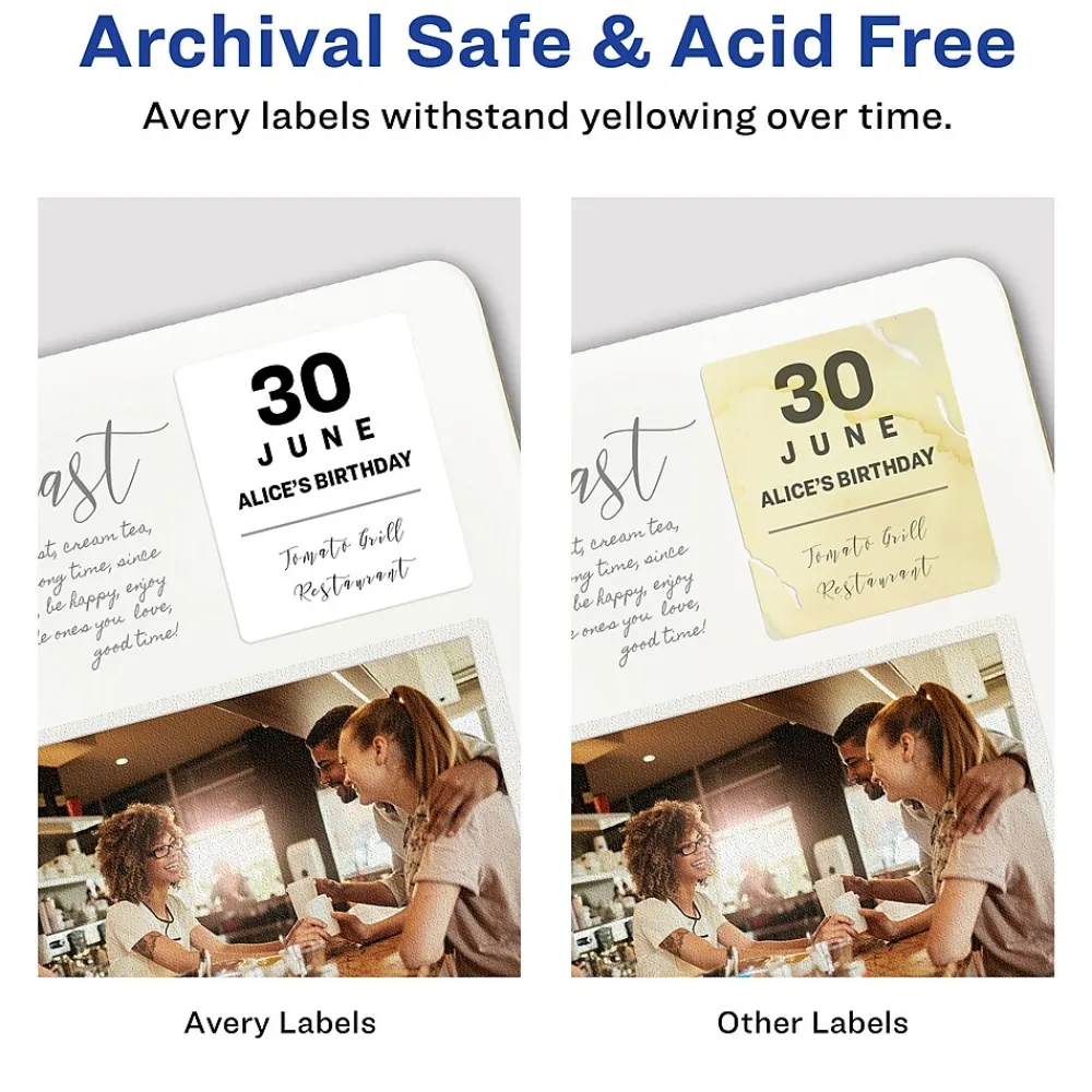 Labels|Avery Sure Feed Laser/Inkjet Identification Labels, 1 1/4" x 1 3/4", White, 15 Label Sheets/Pack (6570)