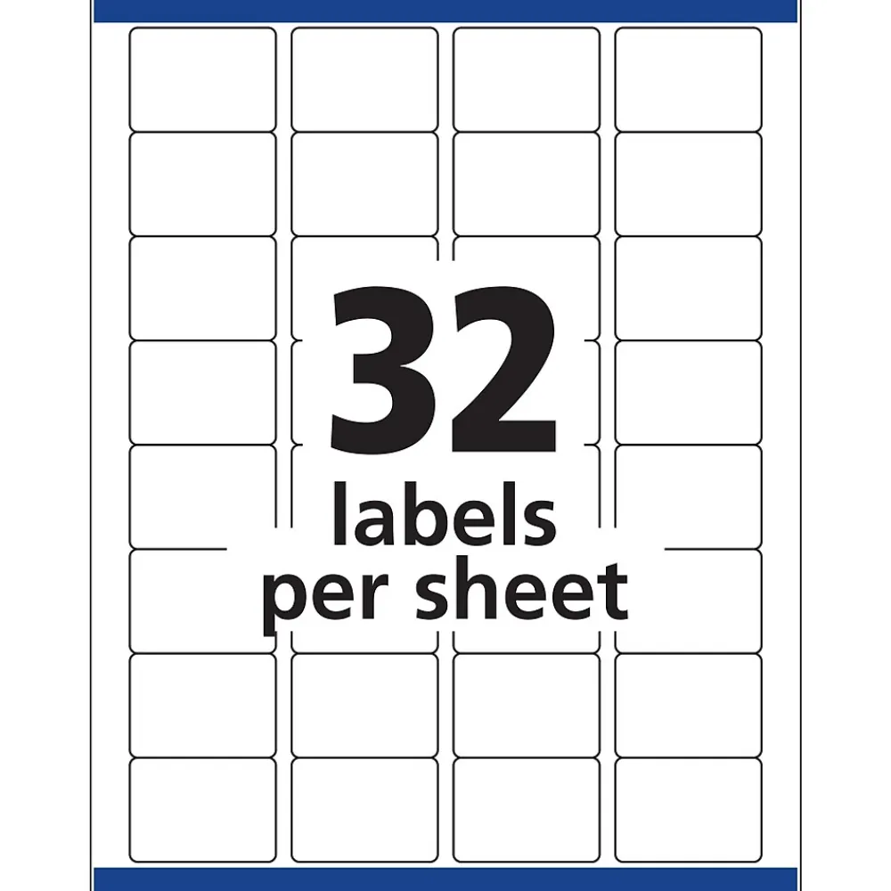 Labels|Avery Sure Feed Laser/Inkjet Identification Labels, 1 1/4" x 1 3/4", White, 15 Label Sheets/Pack (6570)