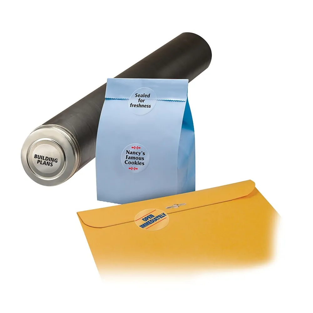 Labels|Avery Sure Feed Laser/Inkjet Print-to-the-Edge Labels, 1-5/8" Dia, Glossy Clear, 500 Labels/Pack (6582)