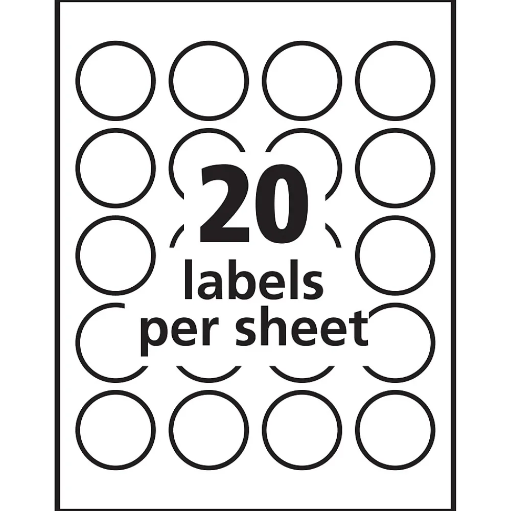 Labels|Avery Sure Feed Laser/Inkjet Print-to-the-Edge Labels, 1-5/8" Dia, Glossy Clear, 500 Labels/Pack (6582)