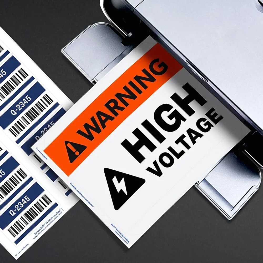 Labels|Avery Surface Safe Laser/Inkjet Label Safety Signs, 5" x 7", White, 30 Labels/Pack (61511)