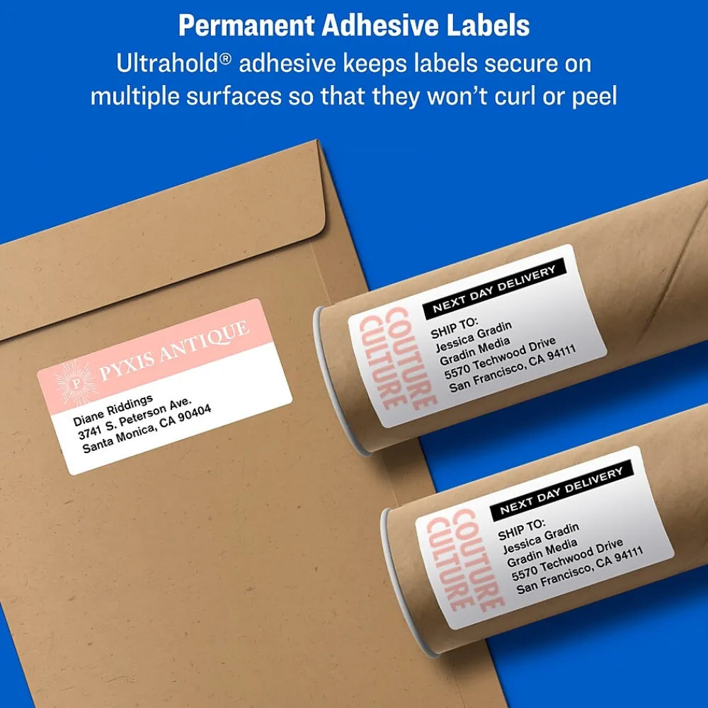 Labels|Avery TrueBlock Inkjet Shipping Labels, 3-1/3" x 4", White, 150 Labels/Pack (8164)