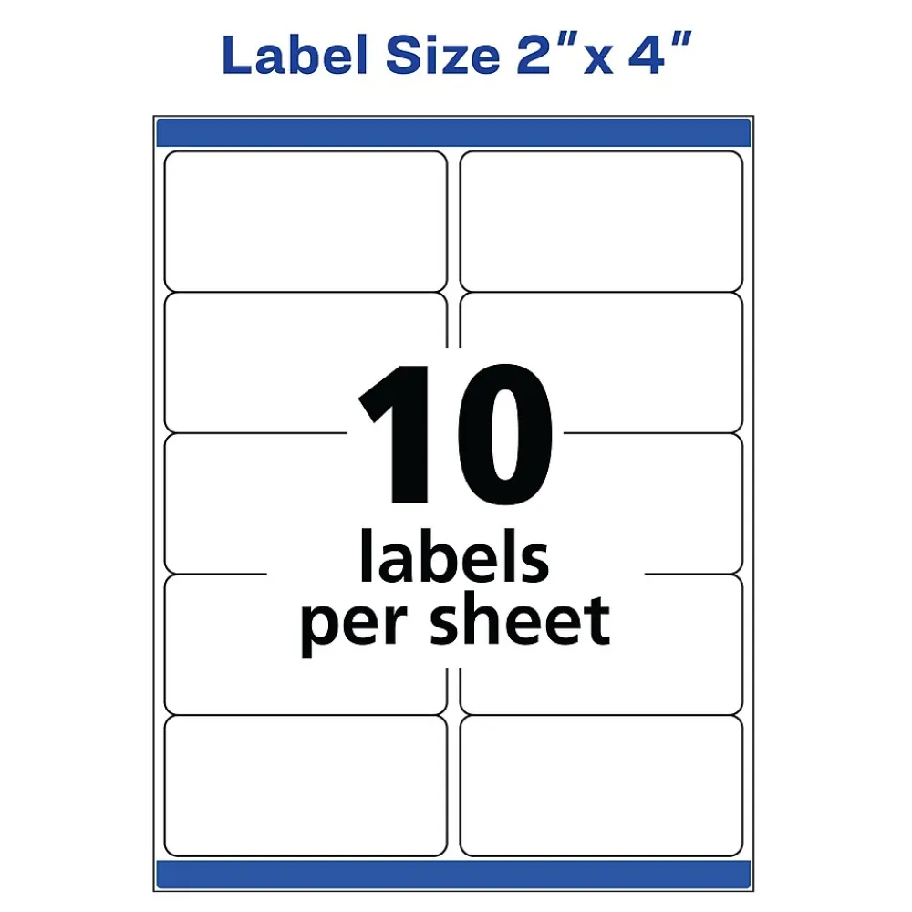 Labels|Avery TrueBlock Inkjet Shipping Labels, 2" x 4", White, 500 Labels/Box (8363)