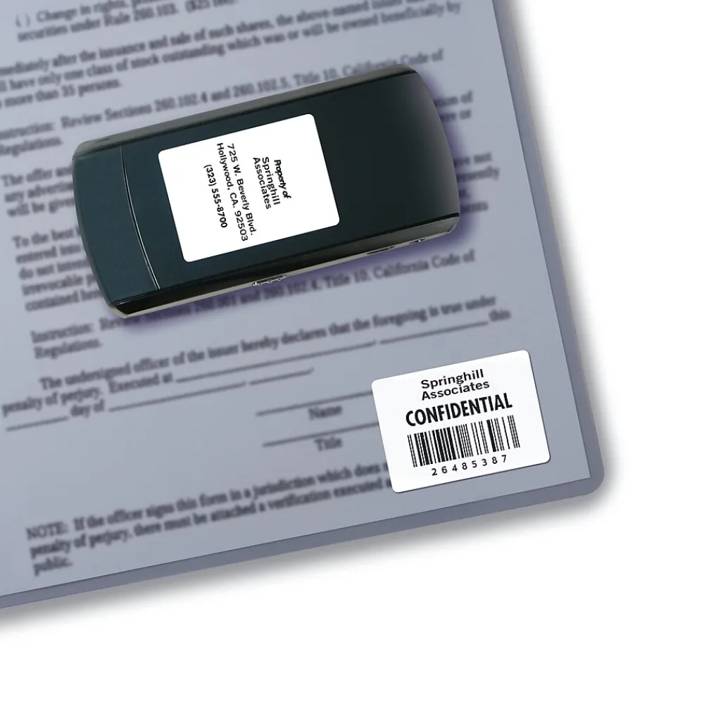 Labels|Avery TrueBlock Laser Durable ID Labels, 1-1/4" x 1-3/4", White, 1,600 Labels/Box (6576)