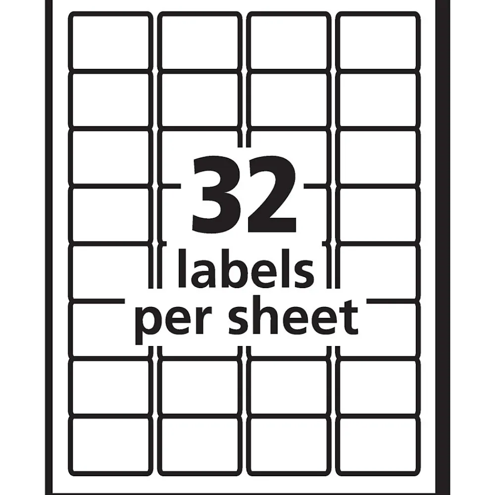 Labels|Avery TrueBlock Laser Durable ID Labels, 1-1/4" x 1-3/4", White, 1,600 Labels/Box (6576)