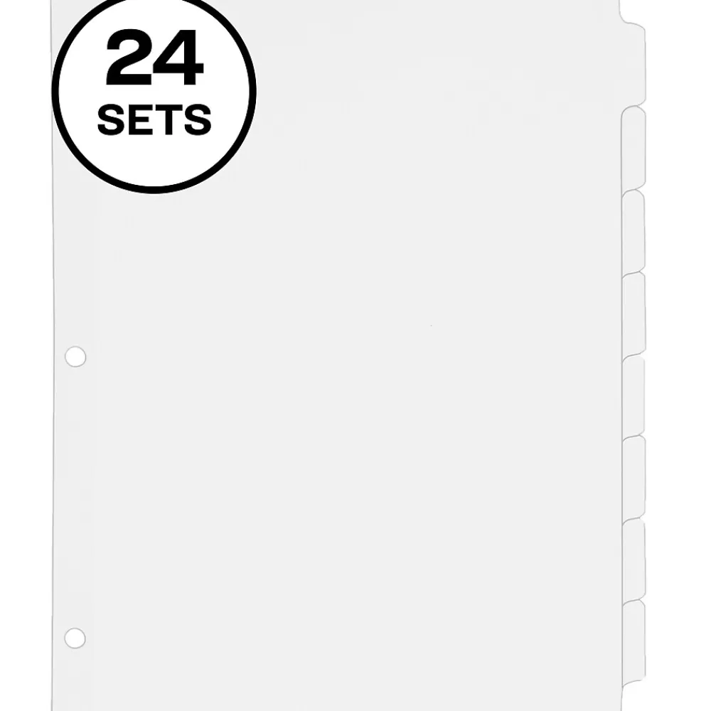 Dividers|Avery Write & Erase Paper Dividers, 8 Tabs, White, 24 Sets/Box (11507)