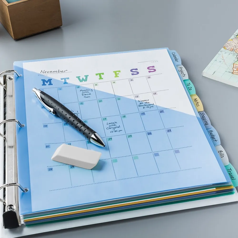 Dividers|Avery Write & Erase Pocket Plastic Dividers, 8 Tabs, Multicolor (16177)