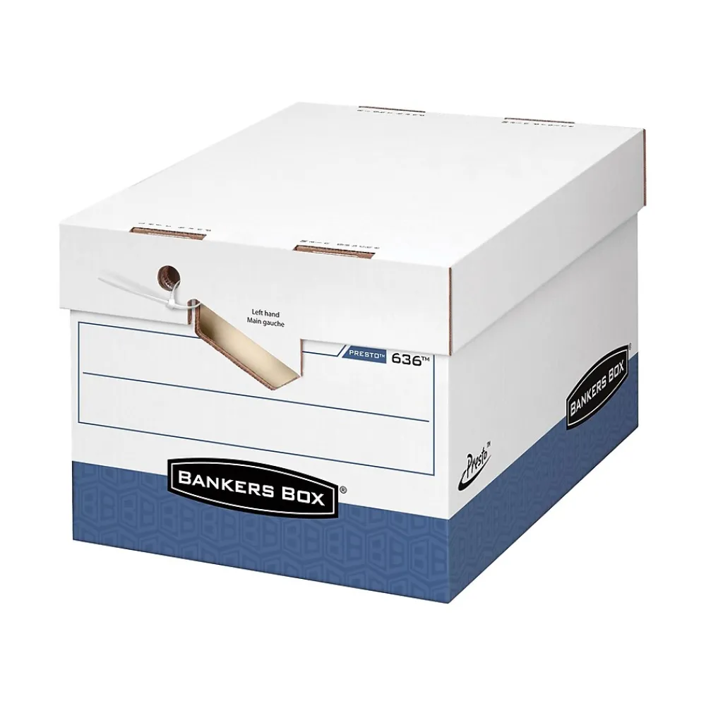 File Storage|Bankers Box® Bankers Box Presto Heavy-Duty Instant Assembly File Storage Boxes, Lift-Off Lid, Letter/Legal Size, 4/Pack (0063602)