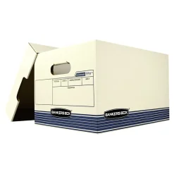 File Storage|Bankers Box® Bankers Box R-Kive O/S Heavy-Duty FastFold, File Storage Boxes, Lift-Off Lid, Letter/Legal Size, White/Blue, 20/BL (0077103)