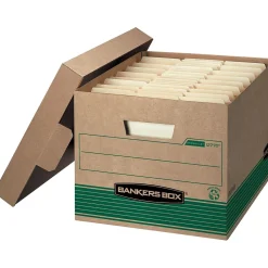 File Storage|Bankers Box® Bankers Box Stor/File Medium-Duty FastFold File Storage Boxes, Lift-Off Lid, Letter/Legal Size, Brown, 20/Pack (1277008)