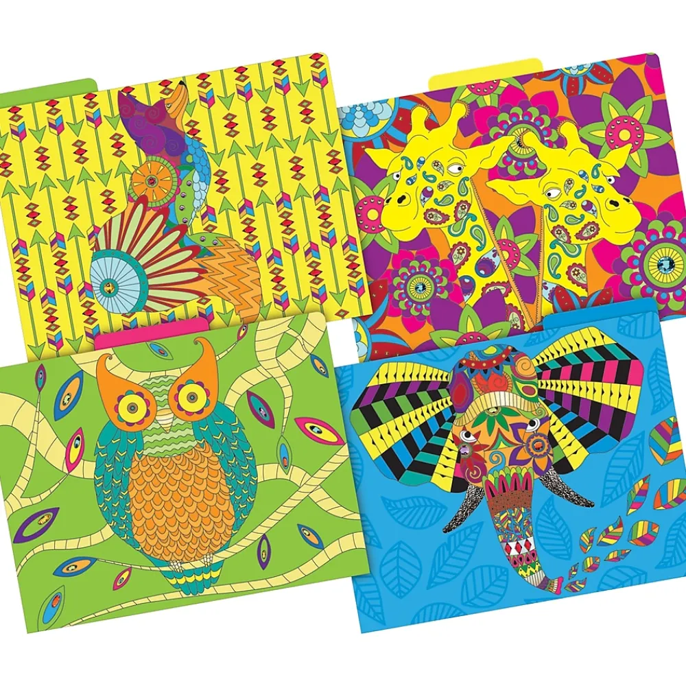 File Folders|Barker Creek Bohemian Animals File Folder, 1/3-Cut Tab, Letter Size, Assorted, 12/Pack (2012)