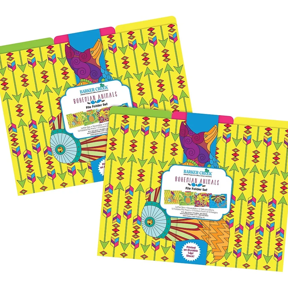 File Folders|Barker Creek Bohemian Animals File Folder, 1/3-Cut Tab, Letter Size, Assorted, 24/Set (4398)