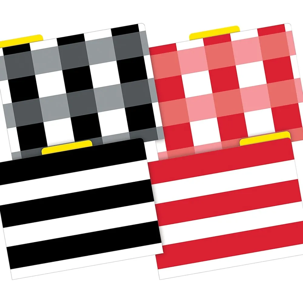 File Folders|Barker Creek Buffalo Plaid & Wide Stripes Letter-Size File Folders, Multi-Design Set, 36/Set (BC3936)