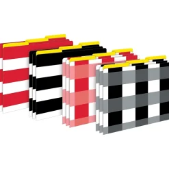File Folders|Barker Creek Buffalo Plaid & Wide Stripes File Folder, 1/3-Cut Tab, Letter Size, Assorted, 42/Set (4421)