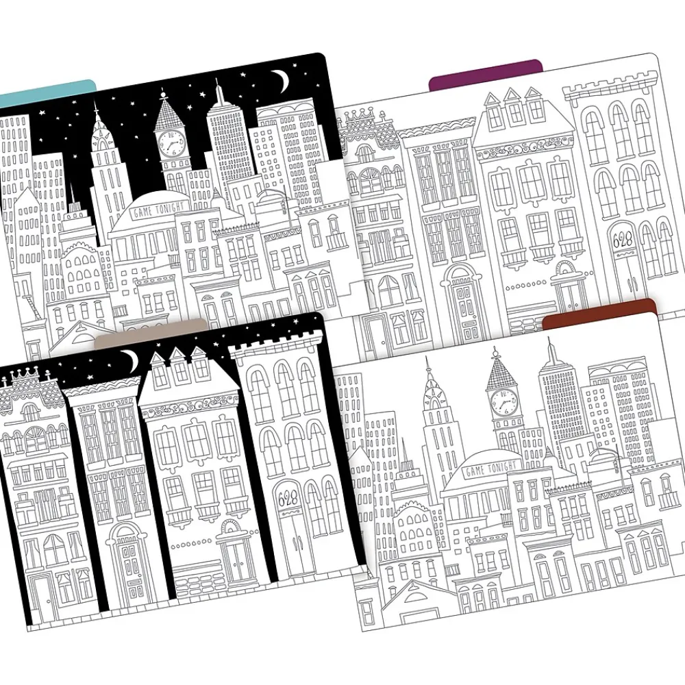 File Folders|Barker Creek Color Me! File Folder Set, 1/3-Cut Tab, Letter Size, Cityscapes, 24/Set (4380)