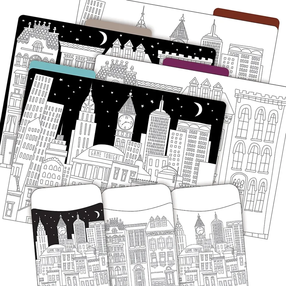 File Folders|Barker Creek Color Me! Folder & Pocket Set, 1/3-Cut Tab, Letter Size, Cityscapes, 42/Set (4414)