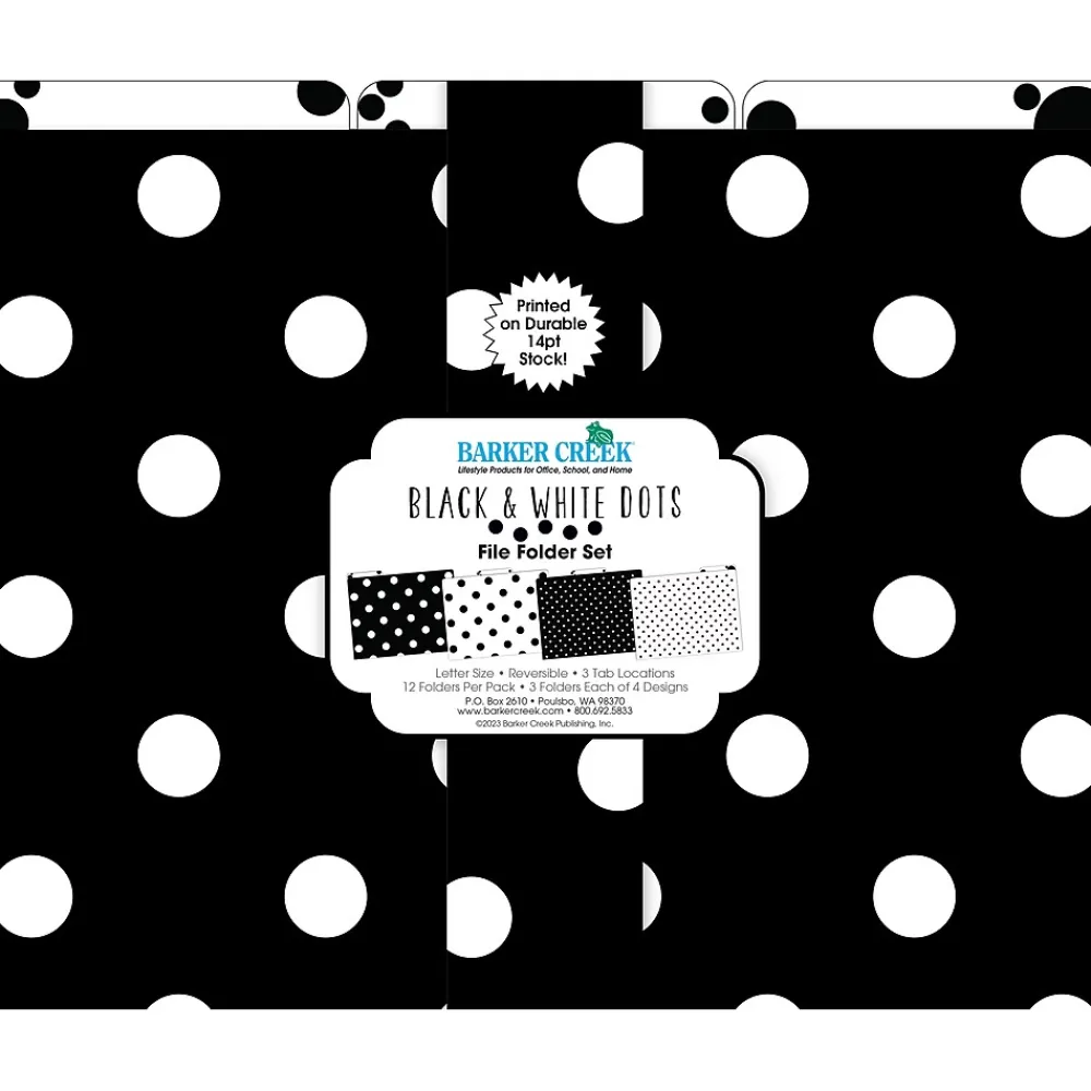 File Folders|Barker Creek File Folder Set, 1/3-Cut Tab, Letter Size, Black & White Dot, 12/Pack (2004)
