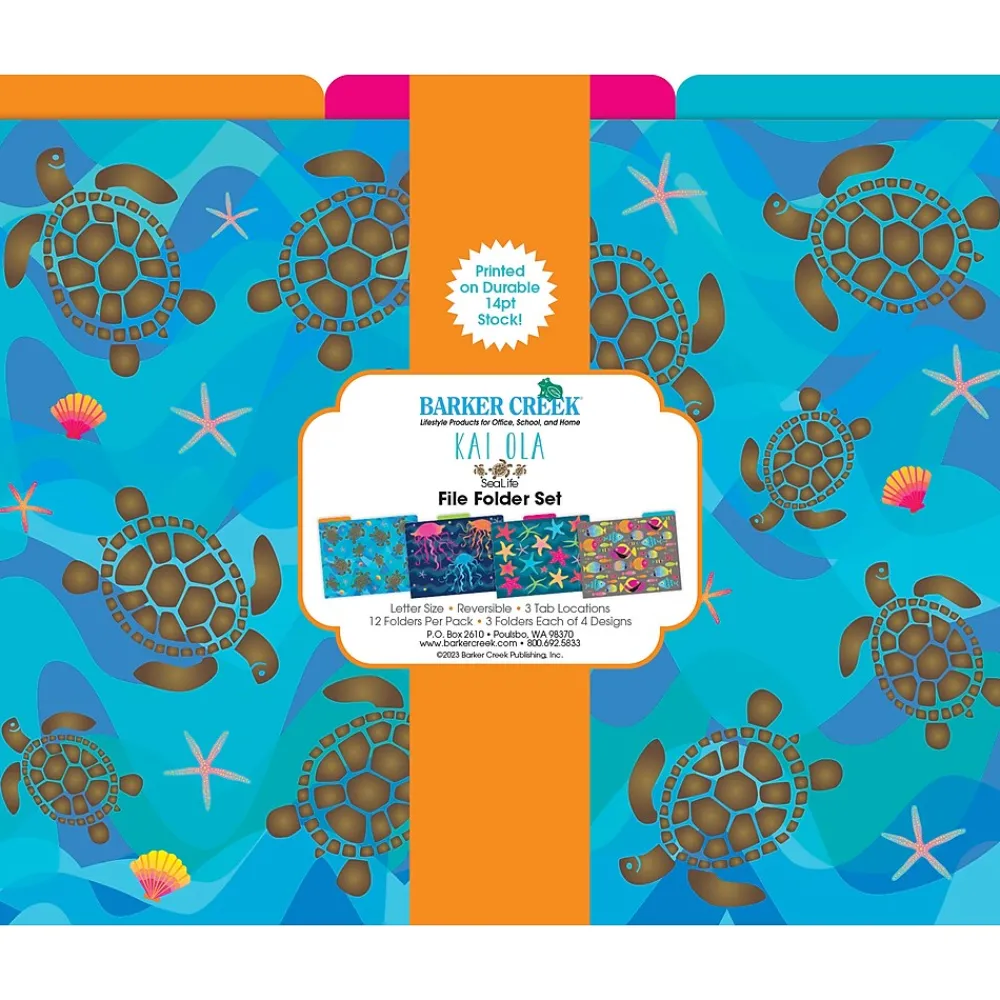 File Folders|Barker Creek File Folder Set, 1/3-Cut Tab, Letter Size, Kai Ola, 12/Pack (2006)