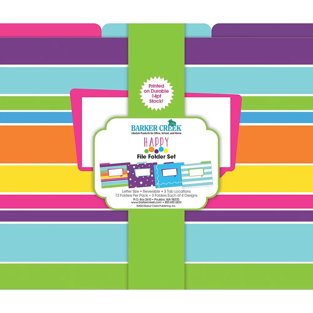 File Folders|Barker Creek File Folder Set, 1/3-Cut Tab, Letter Size, Multicolored, 12/Pack (2003)