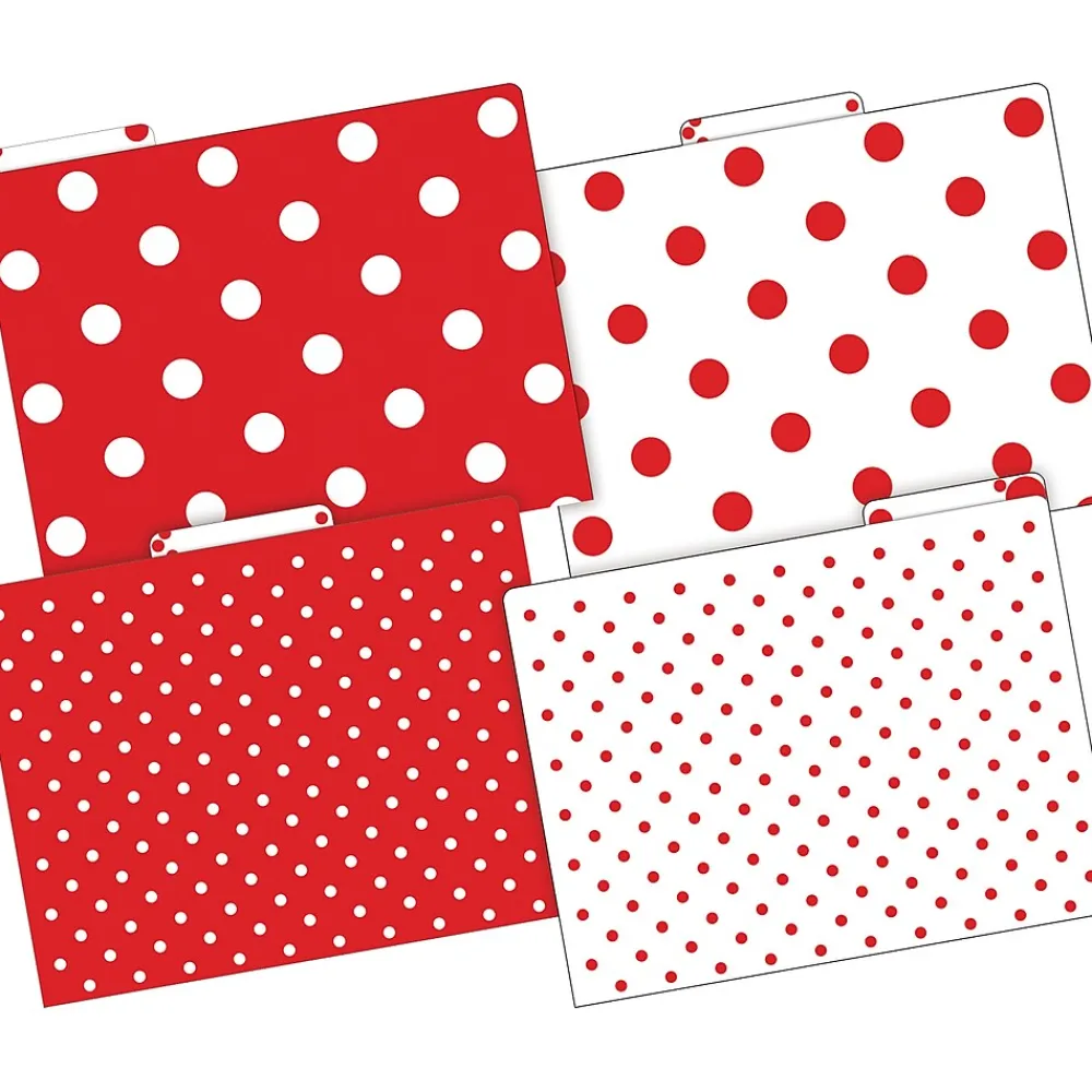 File Folders|Barker Creek File Folder Set, 1/3-Cut Tab, Letter Size, Red & White Dot, 24/Set (4392)