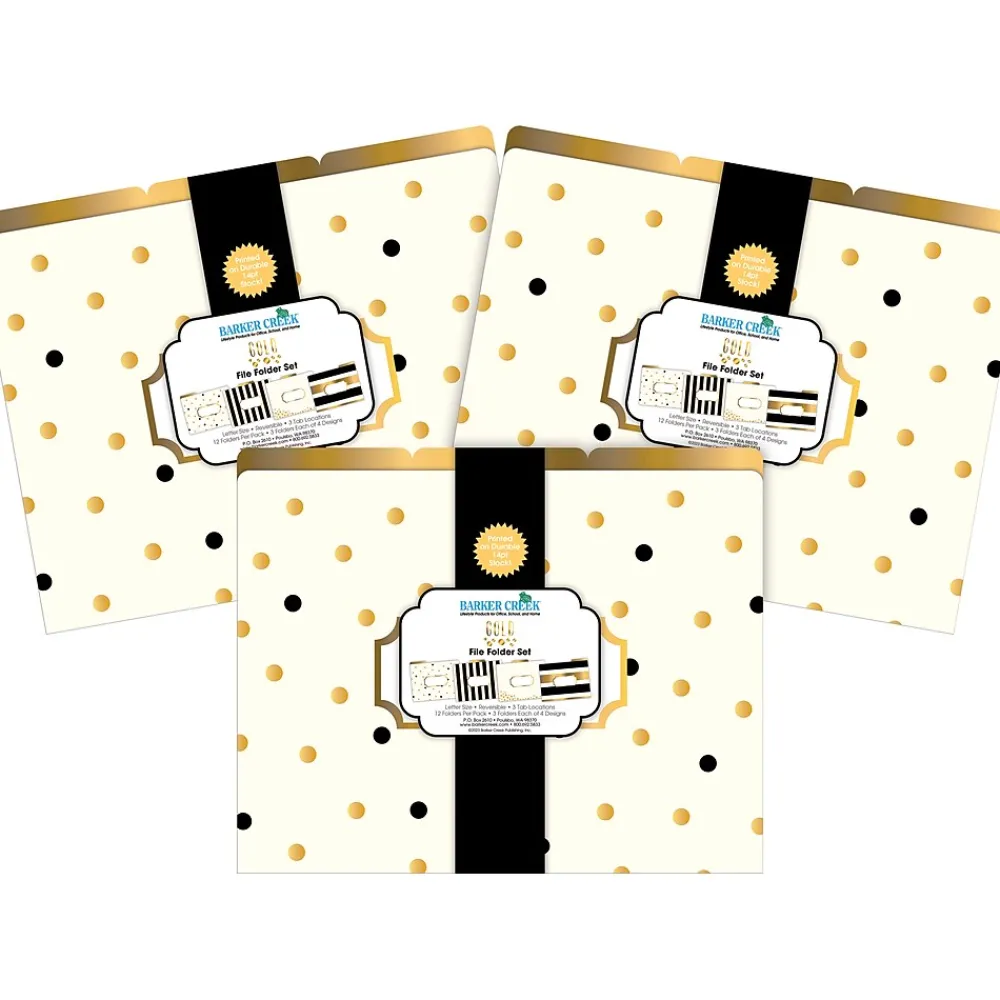 File Folders|Barker Creek File Folder Set, 1/3-Cut Tab, Letter Size, Gold, 36/Set (4373)