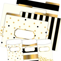 File Folders|Barker Creek Folder & Pocket Set, 1/3-Cut Tab, Letter Size, Gold, 42/Set (4411)