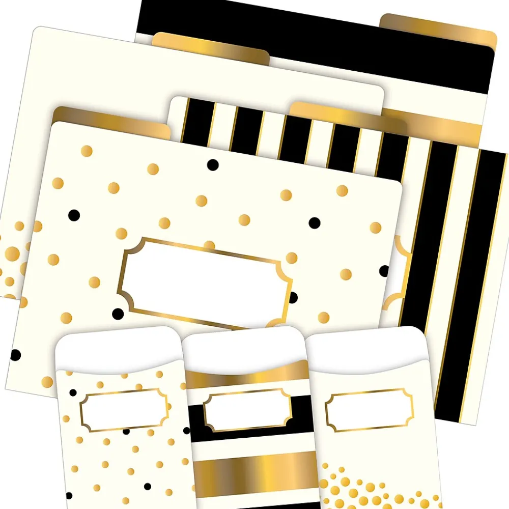 File Folders|Barker Creek Folder & Pocket Set, 1/3-Cut Tab, Letter Size, Gold, 42/Set (4411)