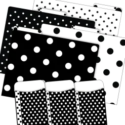 File Folders|Barker Creek Folder & Pocket Set, 1/3-Cut Tab, Letter Size, Black & White Dots, 42/Set (4417)