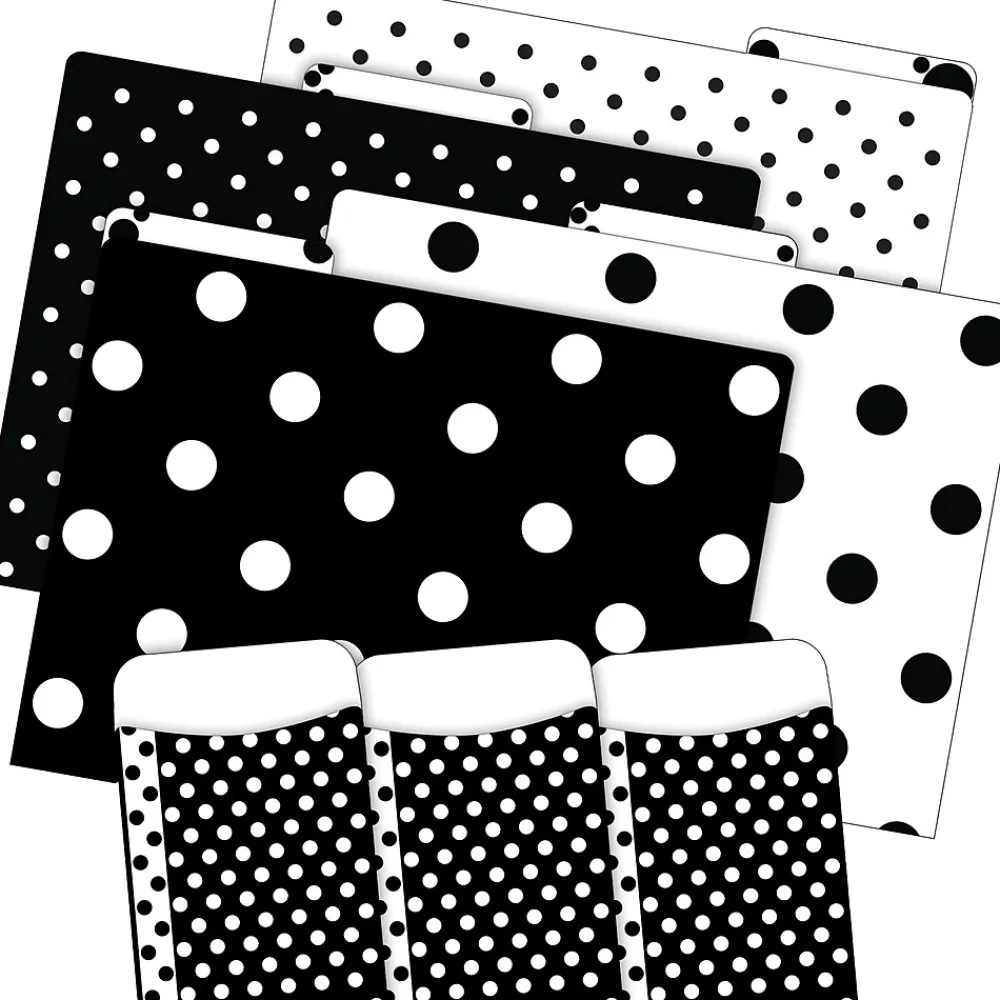 File Folders|Barker Creek Folder & Pocket Set, 1/3-Cut Tab, Letter Size, Black & White Dots, 42/Set (4417)