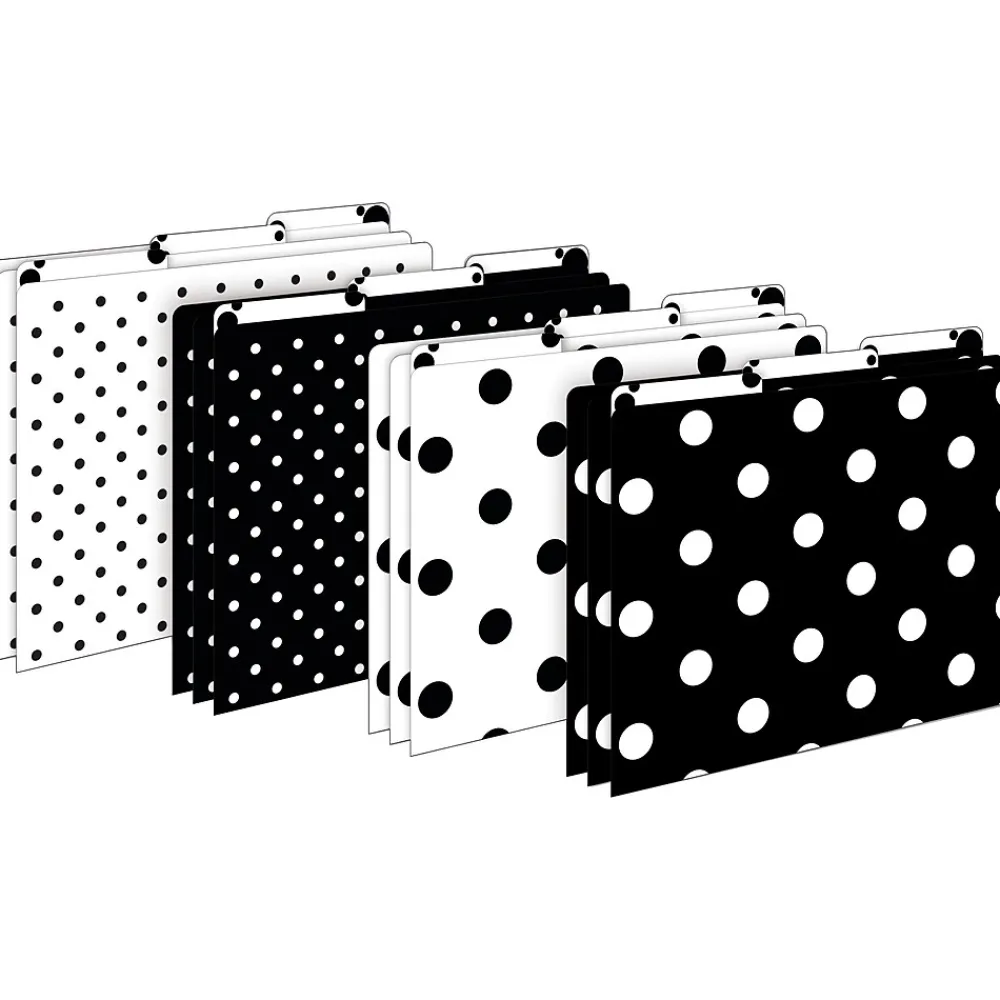 File Folders|Barker Creek Folder & Pocket Set, 1/3-Cut Tab, Letter Size, Black & White Dots, 42/Set (4417)