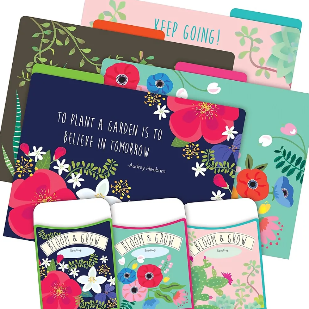 File Folders|Barker Creek Folder & Pocket Set, 1/3-Cut Tab, Letter Size, Petals & Prickles, 42/Set (4418)