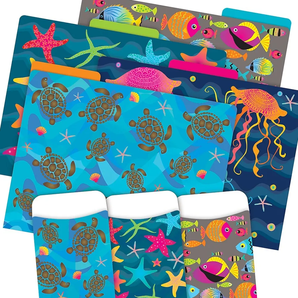 File Folders|Barker Creek Folder & Pocket Set, 1/3-Cut Tab, Letter Size, Kai Ola, 42/Set (4420)