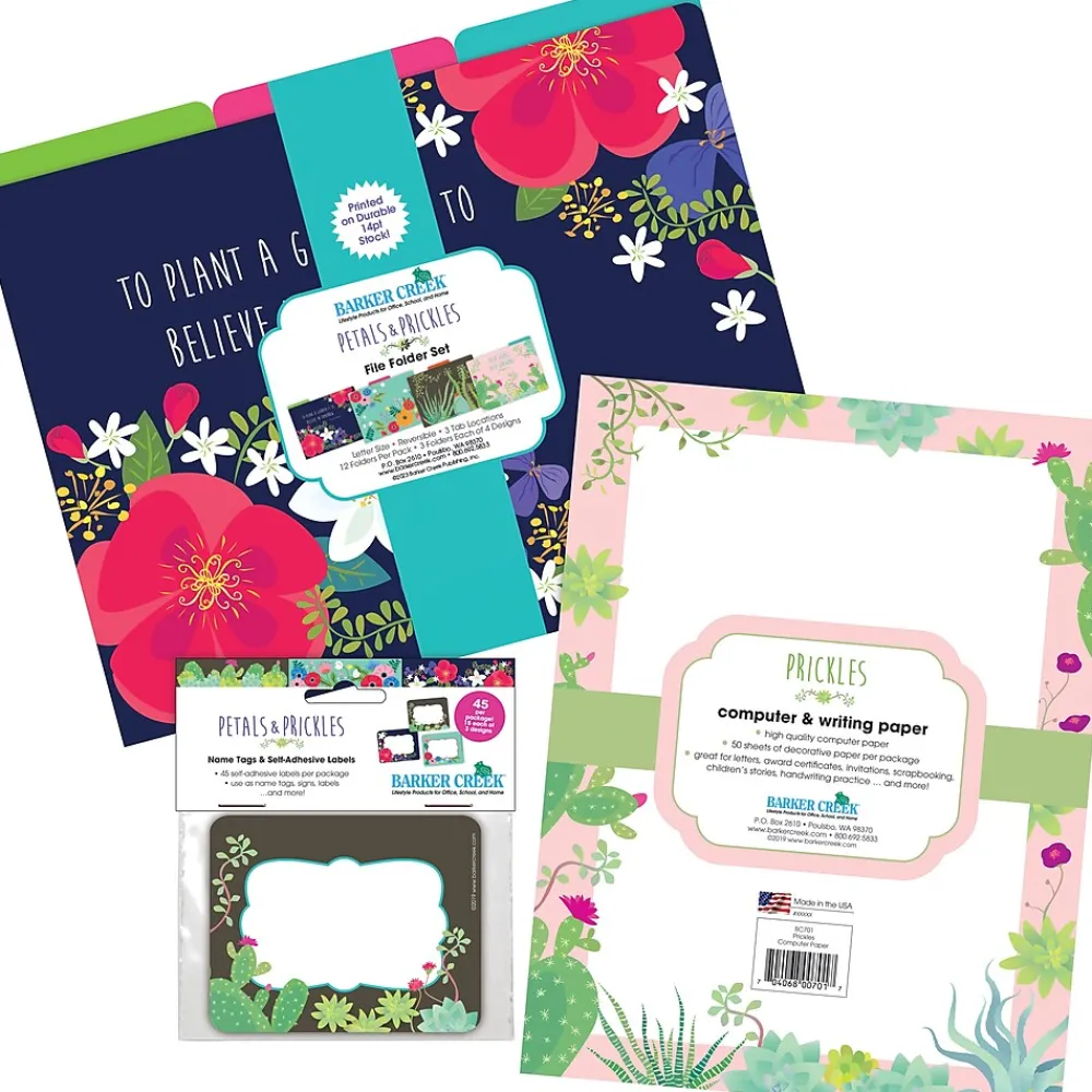 File Folders|Barker Creek Get Organized File Folder Set, 1/3-Cut Tab, Letter Size, Prickles, 107/Set (144)