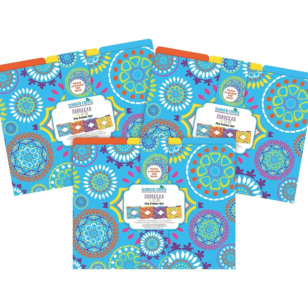 File Folders|Barker Creek Moroccan File Folder, 1/3-Cut Tab, Letter Size, Assorted, 36/Set (4401)
