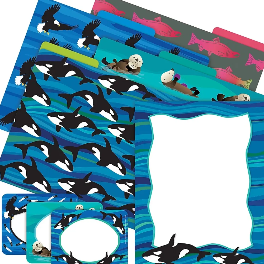 File Folders|Barker Creek Sea & Sky Whales File Folder, 1/3-Cut Tab, Letter Size, Assorted, 107/Set (145)
