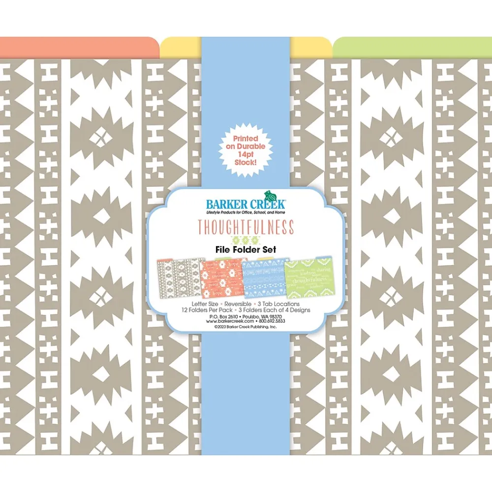 File Folders|Barker Creek Thoughtfulness File Folder, 1/3-Cut Tab, Letter Size, Assorted, 12/Pack (2016)