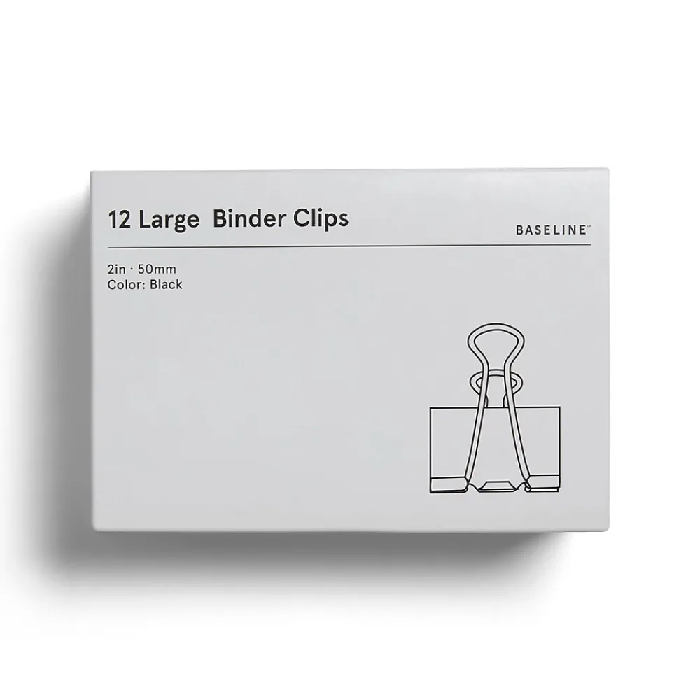 Clips & Fasteners|BASELINE™ BASELINE Large Binder Clips, 1" Capacity, Black, 12 Clips/Pack (BL58122)