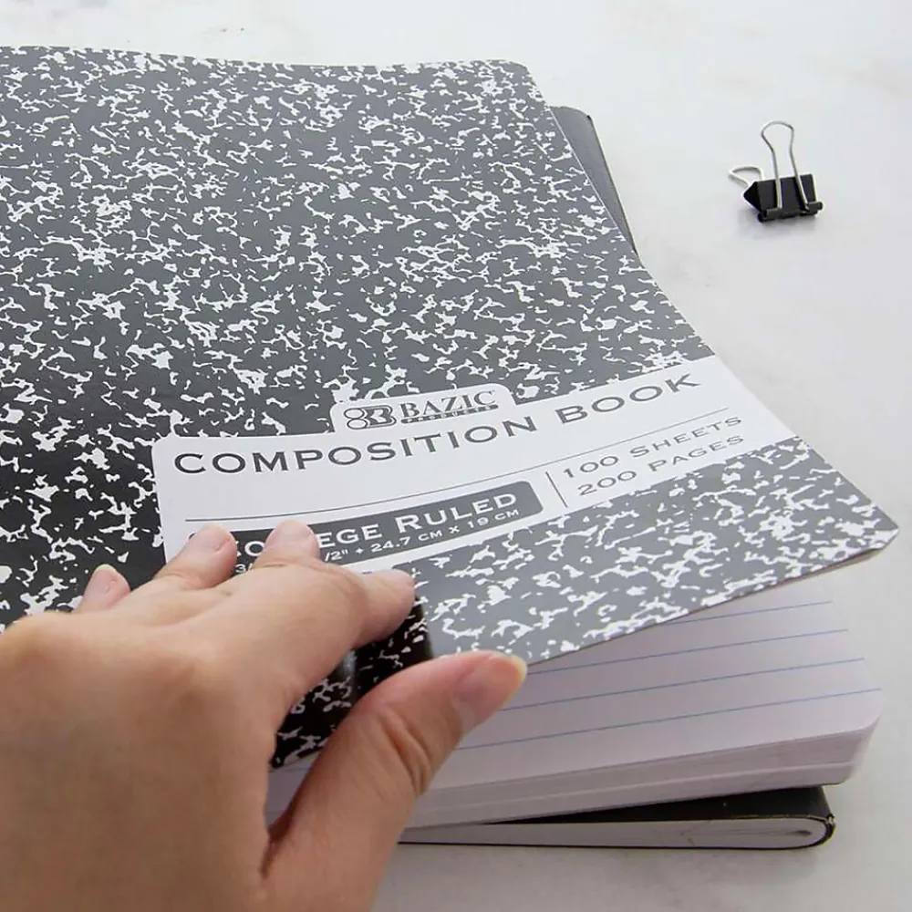 Notebooks|Bazic 1-Subject Composition Notebooks, College Ruled, 100 Sheets, Multicolor, 12/Bundle (BAZ5050-12)