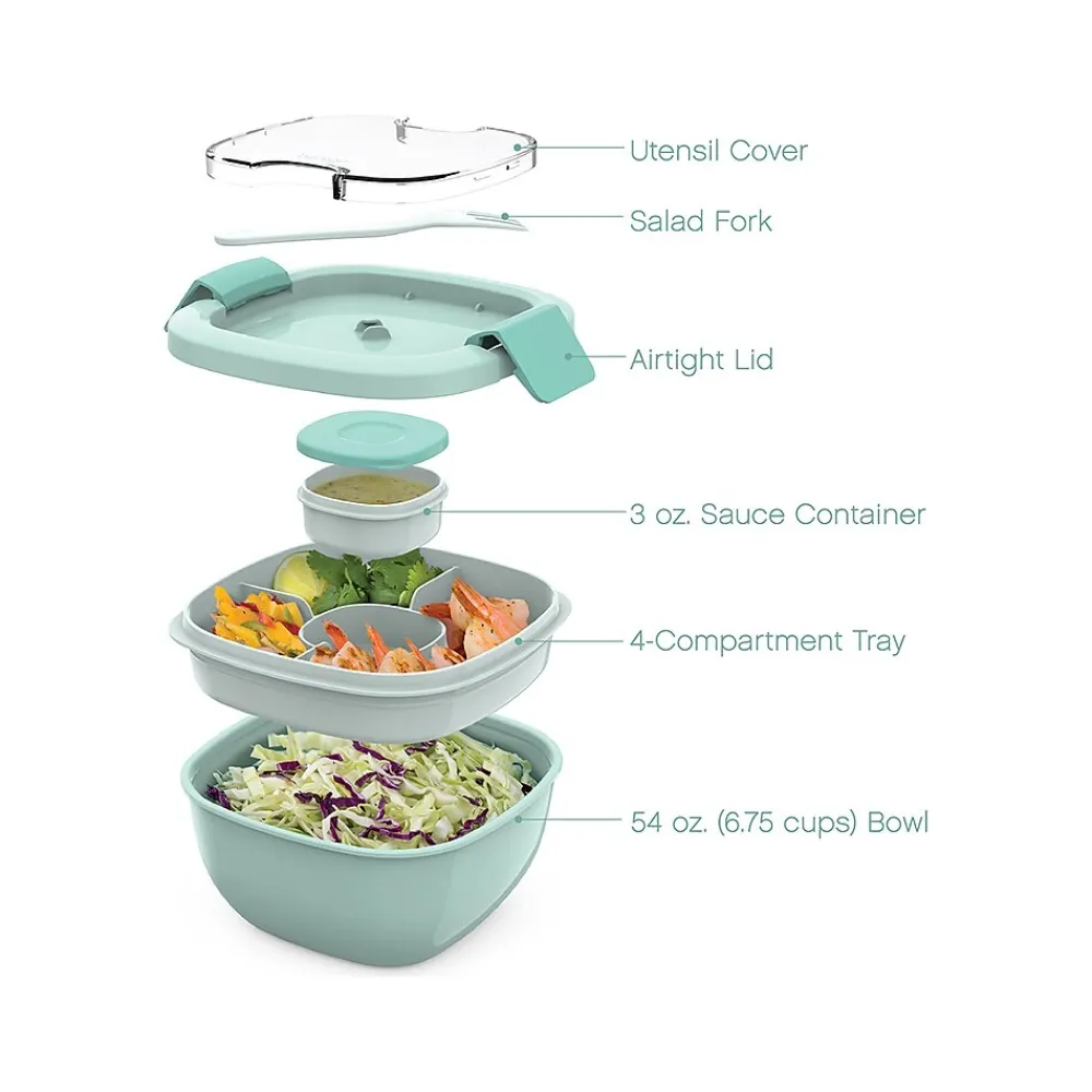 Lunch Totes & Water Bottles|bentgo Salad Container, Coastal Aqua, 54 oz. (BGOSAL-CA)